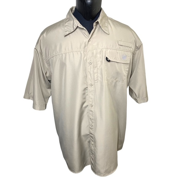 Wrangler Vintage Shirt Sz 2XL Beige Fishing Casual Button Down Short Sleeve Top - Picture 1 of 13